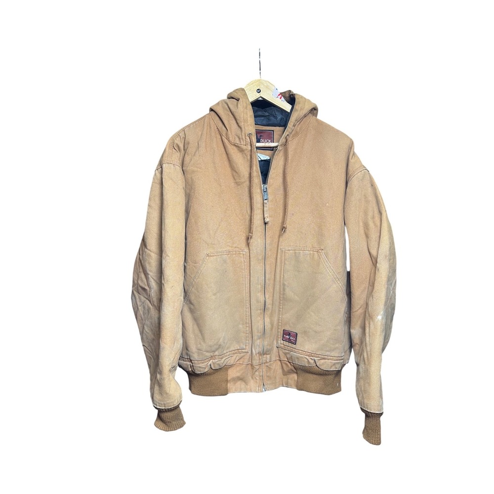 Black Duck Brand Workwear Jacket Hooded Carhartt Style Tan Men's XL